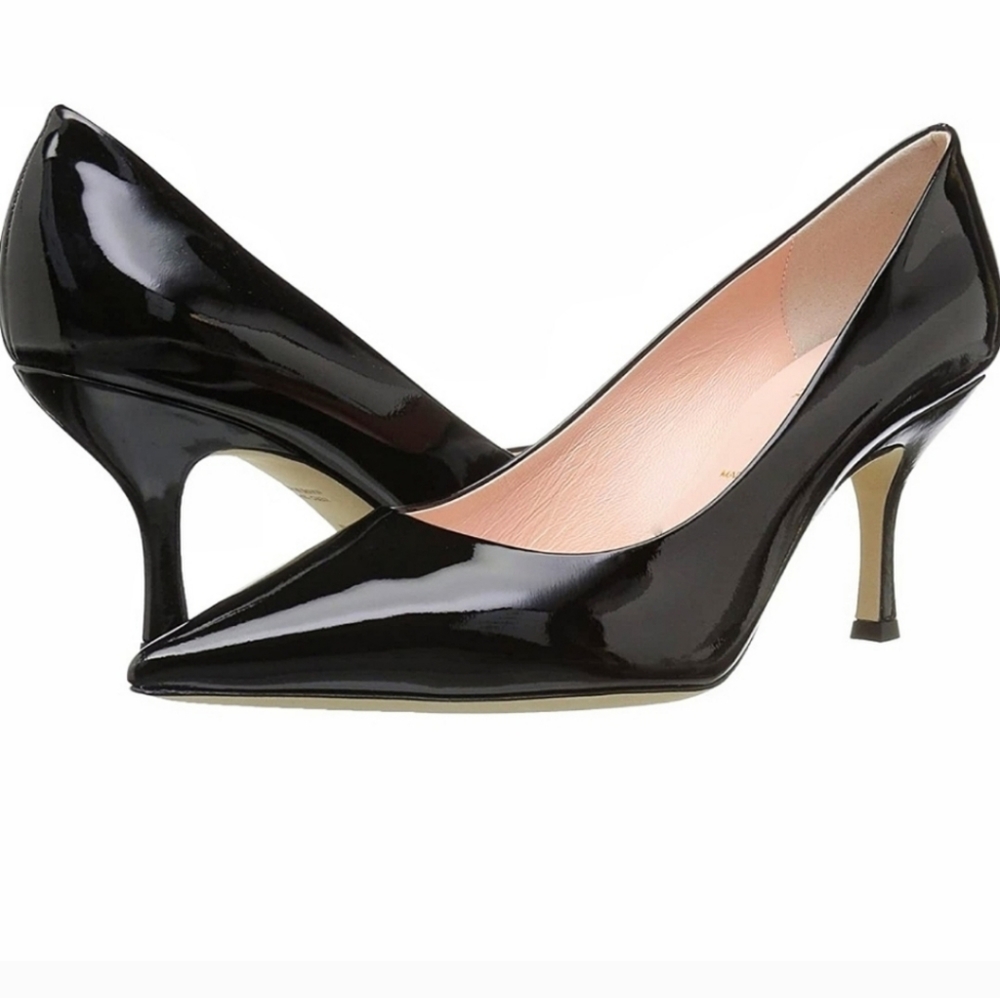 Kate Spade Vida patent leather pointed stiletto pump in glossy black women's 8.5